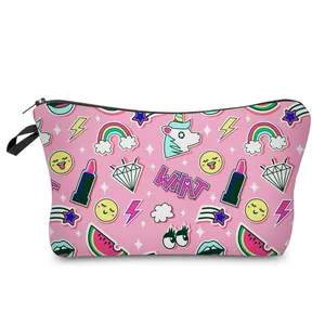 थोक फैशनेबल मेकअप बैग प्यारा गुलाबी कार्टून लिपस्टिक भंडारण बैग पोर्टेबल यात्रा बैग के लिए लड़की