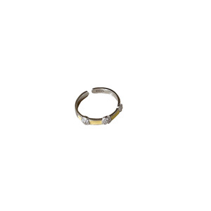 S925 Sterling Silver Geometric <b>Ring</b> Yellow And Black Channel Setting For Women Everyday Wear - Product Image 5