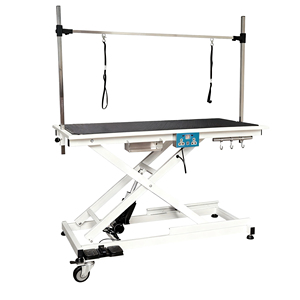 طاولة تجميل للحيوانات الأليفة من الفولاذ المقاوم للصدأ والحديد مع رافعة كهربائية قابلة للطي آمنة للقطط والكلاب، معدات تجميل احترافية مع أمشاط وفرش - Product Image 2