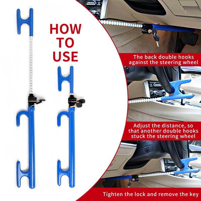 X-Racing SWL-00024 Universal Twin Hook Steering Wheel Lock | Car Anti-Theft Security Bar