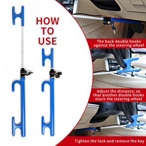 Serrure de <span class=keywords><strong>volant</strong></span> universelle à double crochet avec clés <span class=keywords><strong>Barre</strong></span> de sécurité <span class=keywords><strong>antivol</strong></span> pour voiture berline SUV Truck-Pas d'alarme - Product Image 5