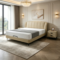 Lit Moderne Réglable en Cuir Véritable Taille King/Queen, Cadre en Pin Métallique, Écologique et Durable – Offre Spéciale