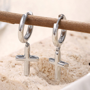 Boucles d'oreilles croisées en alliage de zinc doré, style punk, bijoux de mode pour hommes et femmes EH875 - Product Image 2