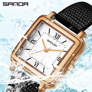 นาฬิกาข้อมือควอตซ์ SANDA 1103 สำหรับสุภาพสตรี หน้าปัดทรงเหลี่ยม สายหนัง ดีไซน์เรโทร ตัวเลขโรมัน เรียบหรู ดูดี - Product Image 1