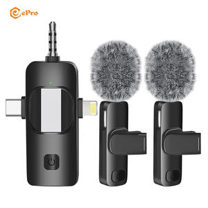 Microphone Lavalier sans fil K15 3-en-1 pour enregistrement de clips radio réduisant le bruit micro-cravate pour IOS Android Tiktok diffusion en direct - Product Image 1