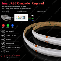 Bande LED COB RGB haute densité 576 LED/m, 12V 24V, flexible, sans points, à changement de couleur, pour salle de jeu, rétroéclairage TV, décoration