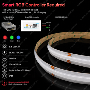 Striscia LED COB RGB ad Alta Densità 576 LED/m, 12V 24V, Flessibile Senza Punti, Cambio Colore, per Illuminazione di Sfondo <span class=keywords><strong>TV</strong></span> e Decorazione Sala Giochi - Product Image 2