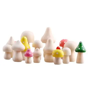 Fabricantes Atacado Inacabado De Madeira Bonito Cogumelo Forma De Brinquedos De Madeira Natural Diy Baby Painting Toy Acessórios