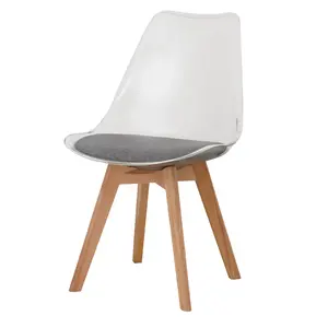 Transparenter Haushalts rückenlehne Stuhl bjflamingo Kunststoff Holzbeine Stuhl