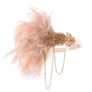 Custom 1920s Gatsby <b>Feather</b> <b>Headband</b> Women Vintage Tassel Hair Band Roaring 20s Halloween Masquerade Party Costume Headpiece - Product Image 4