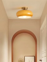 Plafonnier LED en verre orange de style moderne du milieu du siècle, base en laiton massif, E27, CRI 95 élevé, pour couloir, chambre, cuisine, 36W