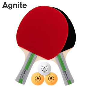 Agnite <b>Table</b> <b>Tennis</b> Racket <b>Set</b> With 3 Balls Shakehand Grip For Fitness Training - Product Image 1
