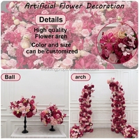 Arche de mariage en soie rose vif faite à la main avec fleurs artificielles pour toile de fond de mariage et décoration de la fête des mères