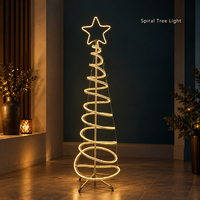 Guirlande lumineuse LED spirale de Noël 1,5m 1,8m avec étoile 2700K, lampe décorative d'intérieur AC 220V IP44, portable et facile à installer