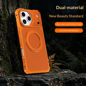 Étui de téléphone en alliage d'aluminium mat avancé pour iPhone 17 15 16 Pro Max avec protection 360 °   Support magnétique pour téléphone portable, coque arrière en PC, protection contre les chocs - Product Image 4