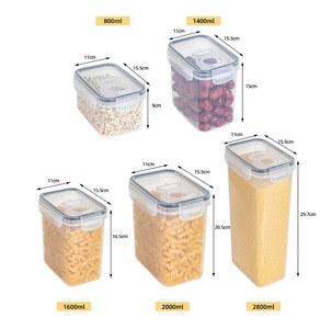 Recipientes Herméticos para Almacenamiento de Alimentos - Organizador de Cocina de Plástico para Harina, Cereales, <span class=keywords><strong>Pasta</strong></span> y Frutos Secos, Apilables con Tapa Transparente - Product Image 5