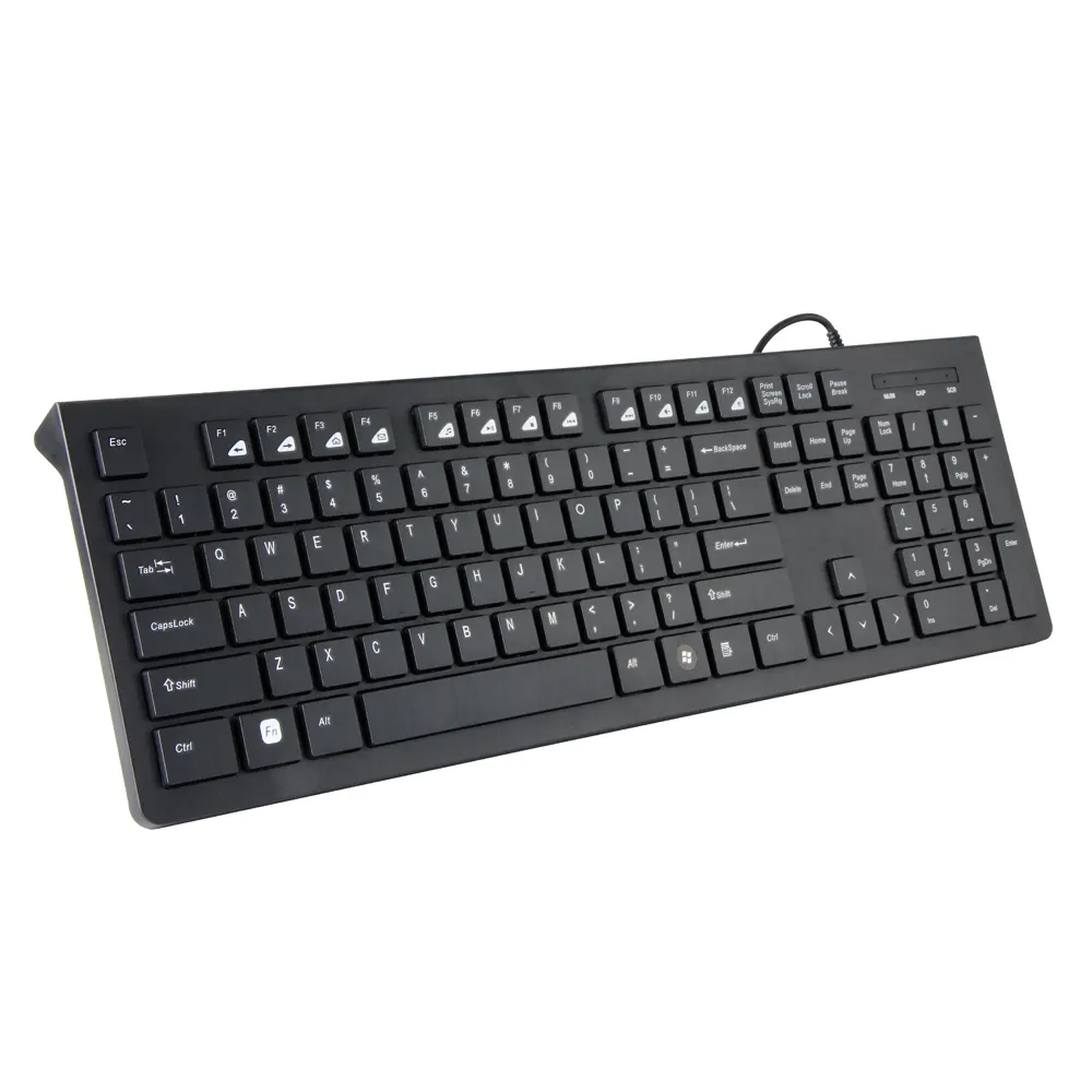 VCOM Ergonomic Computer Keyboard Wired 104Key Plug Play USB Keyboard for Office and Home