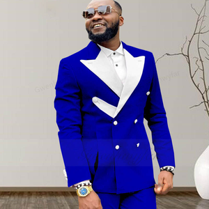 Blu <span class=keywords><strong>verde</strong></span> moda <span class=keywords><strong>uomo</strong></span> si adatta per il tempo libero Boutique Business pantaloni Slim 2 pezzi Set maschile giacca giacca giacca completo completo pantaloni - Product Image 1