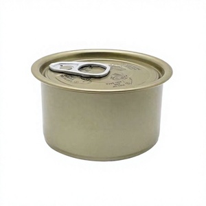 Boîte en fer blanc ronde personnalisée en 2 parties, vide, avec anneau de tirage et finition mate pour l'emballage d'aliments pour animaux de compagnie - Product Image 1