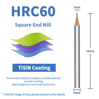 HANDERK Precio más bajo Micro Square Fresa 2 Flauta End Mill Bits Hrc60 Fresa para herramienta de corte CNC