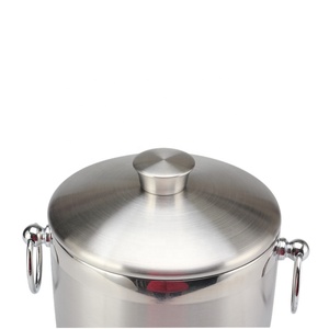 3 Liter Insulated Double Wall Stainless Steel Ice <b>Bucket</b> <b>with</b> <b>Lid</b>, Scoop, Tongs and Strainer - Product Image 4