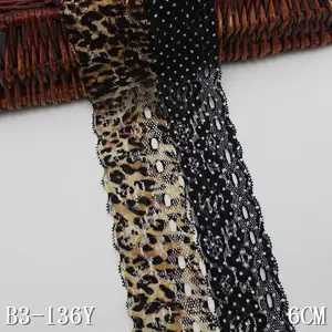 豹纹蕾丝6厘米斑点窄碎花氨纶蕾丝装饰窄弹性女式蕾丝