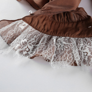 Fabricant de Blouses Femme Personnalisées OEM ODM, Marque Privée, Col Montant, Bordure <span class=keywords><strong>Dentelle</strong></span>, Manches Bouffantes, Taille Cintrée Vintage, Vente en Gros Automne - Product Image 6