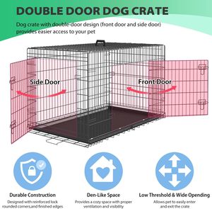 Jaula Plegable para Perros de 24 Pulgadas, Jaula de Alambre Metálico con Bandeja de Plástico, Asa, Patrón Sólido, Cierre de Botón, Recubrimiento en Polvo Ecológico, 15 kg - Product Image 5