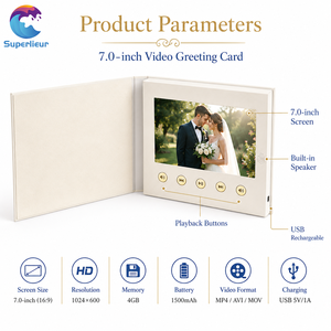 Superlieur A5 - Folleto de Video Digital Personalizado con Pantalla de 7.0 Pulgadas y Lámina Dorada, Regalo de Boda Personalizado y Álbum - Product Image 2