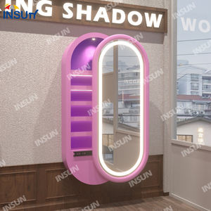 2024 nuevo diseño personalizado salón Mesa espejo montado en la pared con luz LED manija de acero inoxidable gabinete de almacenamiento <span class=keywords><strong>oculto</strong></span> - Product Image 5