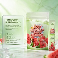 Poudre d'électrolytes AegleWell sans alcool, saveur inspirée de la bière à la pastèque, sans sucre, multi-vitamines pour l'hydratation corporelle