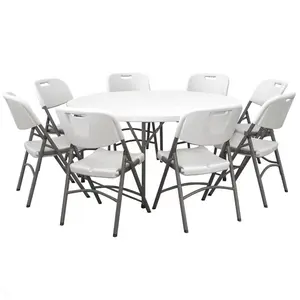 Su misura bianco giardino esterno di plastica sedie pieghevoli e tavoli per eventi matrimonio rotondo e rettangolare tavolo