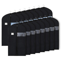 Housse de costume pliable anti-poussière minimaliste noire unie avec logo personnalisé, en polyester, best-seller pour les détaillants en ligne