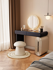 Coiffeuse noire de luxe avec miroir et tiroirs pour femme, idéale pour petit appartement, à prix abordable - Product Image 4