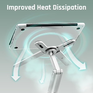Yubwvo ขาตั้งแล็ปท็อปแบบพกพาปรับได้2.1-8นิ้วโต๊ะโลหะพับได้360หมุนได้ระบายความร้อนสำหรับแท็บเล็ตพีซี - Product Image 3