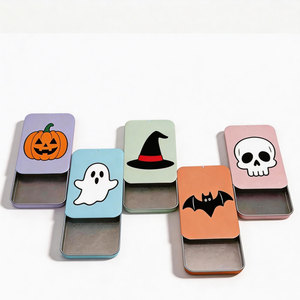Boîte en métal rectangulaire personnalisée pour cartes-cadeaux de Noël, petite boîte métallique créative pour baumes cosmétiques, bonbons, fêtes - Product Image 1