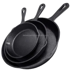 6 "8" 10 "Nonstick מראש מנוסה ידית יצוק ברזל מחבת 3PCS סט