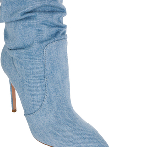 <span class=keywords><strong>Bottes</strong></span> asymétriques à talons hauts en couleur bleu pour femme, collection hiver, design asymétrique - Product Image 6