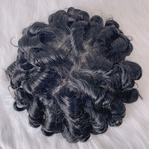 Perruque pour <span class=keywords><strong>homme</strong></span> à ondulations <span class=keywords><strong>360</strong></span> V-Loop, ultra-fine (0,03-0,06 mm), en cheveux humains vierges indiens 100 % naturels, pour remplacement capillaire - Product Image 2