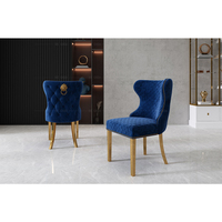 Conception tuftée de haute qualité or argent pieds en acier inoxydable chaise de restaurant cadre en métal chaise de salle à manger en velours