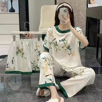 Ensemble pyjama 3 pièces pour femme, imprimé animal, mignon et ample, vente en gros
