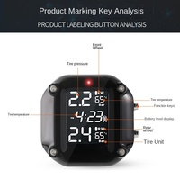 Système externe sans fil de surveillance de la pression des pneus de moto Affichage LED Capteur TPMS universel
