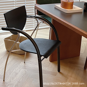 Fauteuil rembourré minimaliste moderne, siège noir, chaise de salle à manger pour adultes - Product Image 3