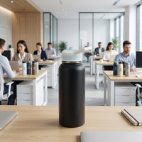Bouteille d'eau portable en acier inoxydable à double paroi de 1000 ml avec couvercle à paille et logo personnalisé - Cadeaux d'entreprise et de bienvenue