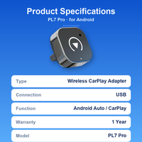 Adaptateur sans fil Android Auto CarPlay pour Android, boîte intelligente portable, universel, plug and play, PL7 Pro, Bluetooth, WiFi, autoradio