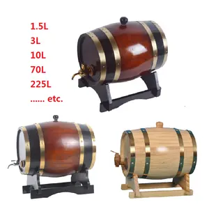 1.5L 225L करने के लिए कस्टम लोगो के लिए ठोस लकड़ी बैरल व्हिस्की रम bourbon टकीला लकड़ी शराब बैरल