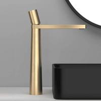 Grifo de Baño Geométrico Minimalista, Grifo Mezclador Monomando de Latón Sólido para Lavabo Sobre Encimera