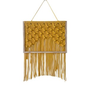 Décoration murale tissée à la main de style Zhxs, ornements suspendus à pompons jaunes chauds, pas besoin de percer, <span class=keywords><strong>tapisserie</strong></span> de fond - Product Image 5