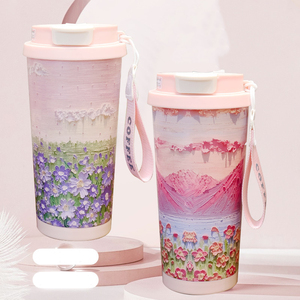 Vaso de 530 ml con interior opcional de cerámica o acero inoxidable SUS316L, tapa de PP, sello de silicona, cordón portátil, logotipo personalizado, taza de café. - Product Image 5