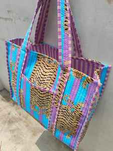 Bolso Tote de Algodón Acolchado con Estampado de Tigre, Bolso de Hombro Suave para Mujer, Bolso de Compras Hecho a Mano, Bolso de Viaje para Uso Diario - Product Image 4